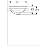 Lavabo empotrado serie Geberit VariForm ovalado: B1=46cm, Toma de grifo=Sin, Rebosadero=Visible